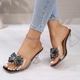 thumbnail image 6 of DIVVce Low Heel Slide Sandals For Women Rhinestone Bow Transparent Strap Square Toe Footwear, 6 of 8