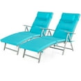 thumbnail image 1 of Gymax Lot de 2 Chaises Longues Pliantes Inclinables - Ensemble de 2, Turquoise, 1 of 3