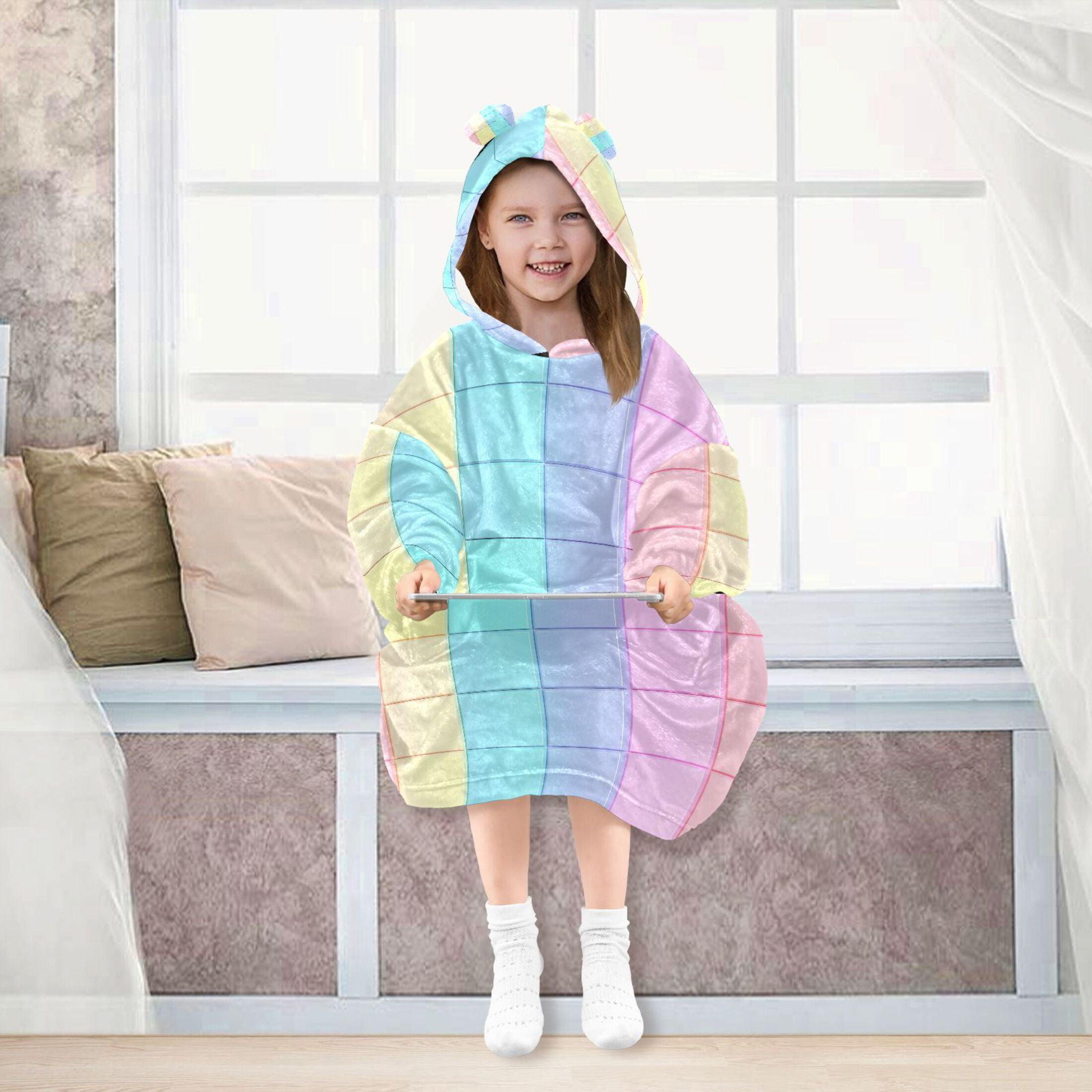 joogoo Wearable Blanket Hoodie for Checkered Plaid-a6 Flannel Sherpa Pocket 3-14 YR S