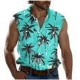thumbnail image 2 of WAENQINLA Beach Tank Top Men Summer Casual Palm Trees Print Hawaii Muscle T-Shirt Classic Fit Button Up Sleeveless Shirts Mint Green XL, 2 of 5