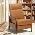 thumbnail image 5 of AFO Mid Century Modern Recliner Chair, Leather Push Back Armchair with Retractable Footrest, Solid Wood Legs, High Back Lounge Chair for Living Room, Brown, 5 of 10