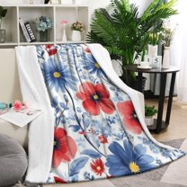 Pioneer Flower Blanket,Comfortable Soft Flannel Throw Blanket,All Season,Warm Lightweight Blankets for Sofa Bed Couch Living Room Chair,60"x80"(150x200cm)