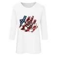 thumbnail image 4 of Tops for Women 3/4 Sleeve Independent Day Round Neck Loose Casual T-shirt White XXXL, 4 of 4