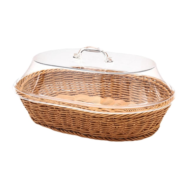 DOLITY Imitation Rattan Woven Bread Basket Food Serving Basket Vegetables Household 25cmx35cm