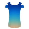 thumbnail image 3 of Camisas de Manga Corta para Mujeres, Cuello en V Plegable Fuera Del Hombro Blusa Casual Hecha de Poliéster Cómodo para el Uso Diario de Verano, Tops de Bikini para Mujeres, 3 of 5