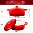 thumbnail image 6 of Enameled Oval Dutch Oven Pot , TAIMASI Cast Iron Dutch Oven with Dual Handles and Lid, Non-stick Enamel Coated Cookware for Bread Baking, Cooking, Frying, Oven Safe, Red, 6 of 6
