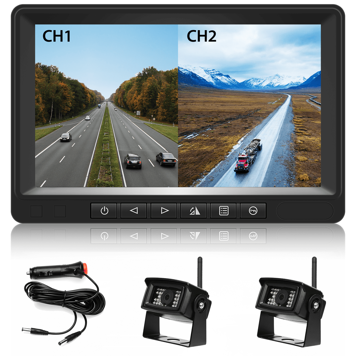 Truck RV Digital Wireless IR Rear View Backup 170° Camera System 7" LCD Monitor 