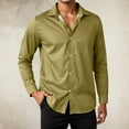 thumbnail image 2 of MIXUE Mens Casual Button Down Shirts Solid Color Lapel Long Sleeve Slim Fit Casual Shirt Tops Streetwear,Brown,XXL, 2 of 9