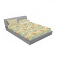 thumbnail image 3 of Ambesonne Geometric Fitted Sheet & Pillow Sham Set, Abstract Shapes Mix, Twinxl, Orange Green Pale Blue, 3 of 3