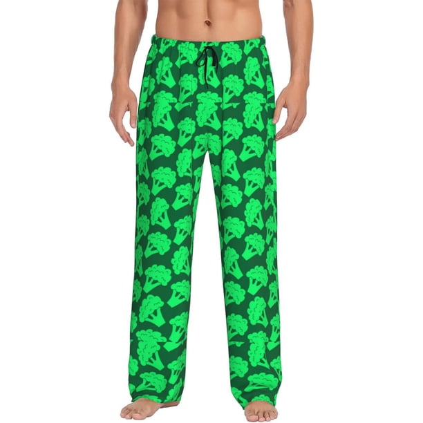 Balery Green Broccoli Pantalones de pijama para hombre, pijama ultraligero, pantalón de descanso-XX-Large