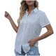 thumbnail image 2 of mfyjkho Tops De Moda Para Mujer, Blusa De Manga Corta Con Cuello Vuelto De Lino Sintético De Color Liso Para Mujer Tops De Tallas Grandes Xxl, 2 of 4