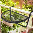 thumbnail image 2 of Outsunny Adjustable Balcony Hanging Railing Table, Metal Mounting Mini Wall Desk Storage Rack, Outdoor Flower Stand Serving Table Half Round, Black, 2 of 10