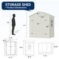 thumbnail image 3 of Techmilly Outdoor Storage Shed 6x4.5 FT, Resin Outside Sheds & Outdoor Storage Plastic for Trash Can, Bike, Lawnmower, Generator, Tool Shed with Lockable Door for Backyard, Lawn, Patio, Sandstone, 3 of 7