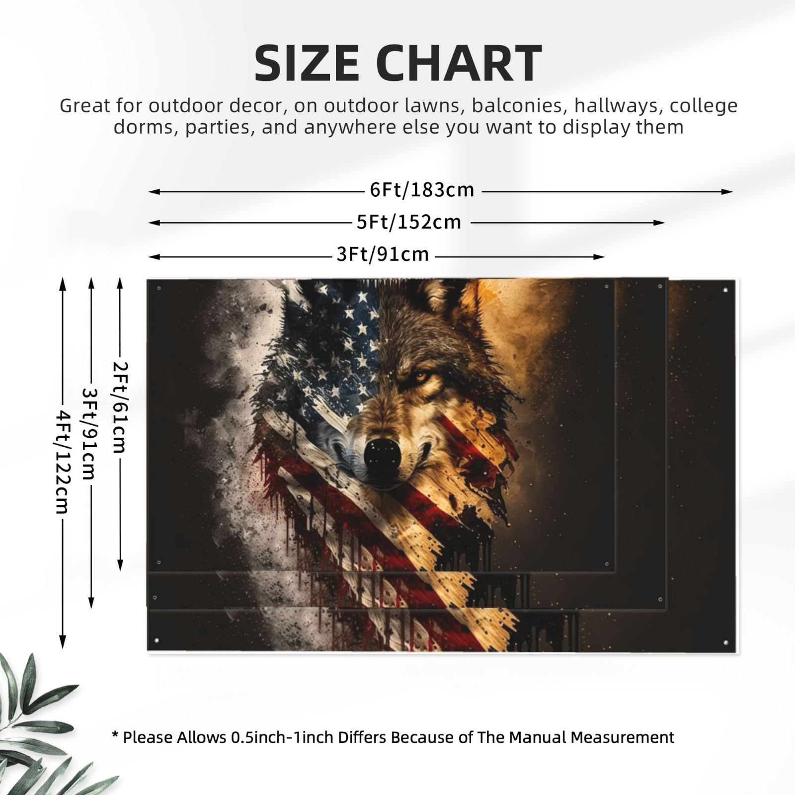 Wolf American USA Flag Four Hole Decorated Banner Flag for Garden Yard Home Decoration Indoor Outdoor 4x6 Ft