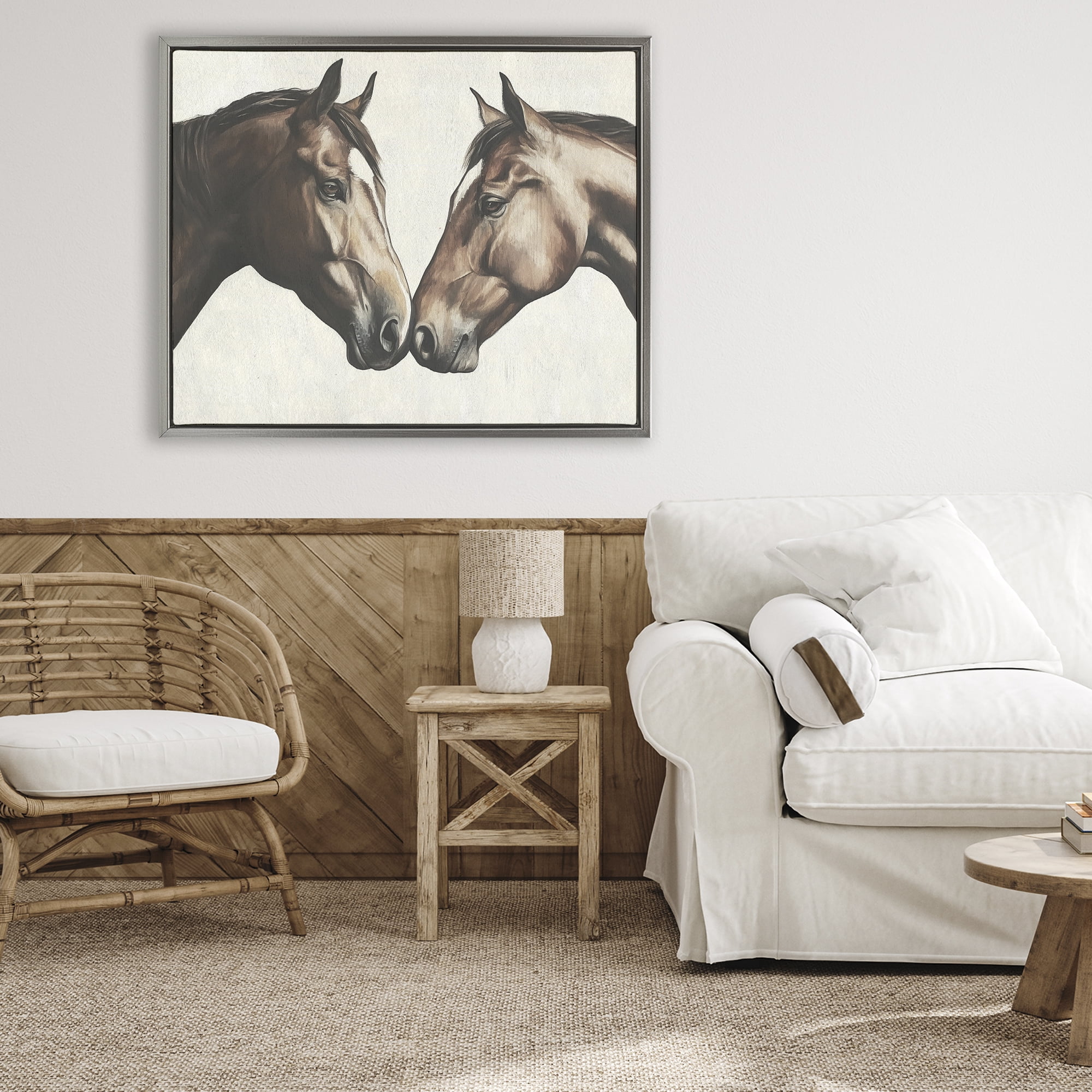 Stupell Industries Equine Companions Pair Gray Framed Floater Canvas Wall Art, design by Svetlana Aleynikova