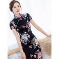 thumbnail image 5 of Black Cheongsam Chinese Traditional Slim Dress Wedding Costume Long Dresses Sexy Qipao, 5 of 6