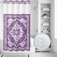 thumbnail image 4 of No Hook Shower Curtain with Built-in Rings - Retro Boho Washable Waterproof Fabric Bathroom Curtains for Hotel,Rentals, Stall 36 X 78 Inch , Aztec Southwest Tribal Floral Dark Lavender Purple, 4 of 9