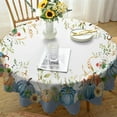 thumbnail image 6 of Round Fall Tablecloth,Thanksgiving Autumn Harvest Blue Pumpkin Sunflower Maple Leaf Table cloth,Polyester Waterproof Wrinkle Resistant Durable Tablecloth for Fall,Thanksgiving,Home Decor 60x60inch, 6 of 6
