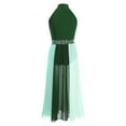 thumbnail image 4 of Aislor Sleeveless Flowy Skirt for Girls Ballet Leotard Dresses Modern Ballerina Color Block Lyrical Dancewear Green 14, 4 of 6