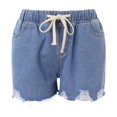 thumbnail image 5 of Tittly Shorts for Women Jeans for Women Ladies Street Fashion Blue Denim Shorts Distressed Hip Pocket Ripped Women's High Waist Denim Shorts Jean Shorts Womens Denim Shorts Blue L, 5 of 8