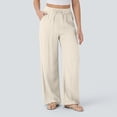 thumbnail image 6 of Yungyresw Womens Wide Leg Palazzo Pants Solid Drawstring Lightweight Baggy Pants Casual Comfort Flowy Women Pants With Pocket Beige L, 6 of 6
