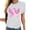 White, variant on Women's Tops, Tees & Blouses Ladies' Round-neck Breast Printed Short-sleeved T-shirt Top Pink L