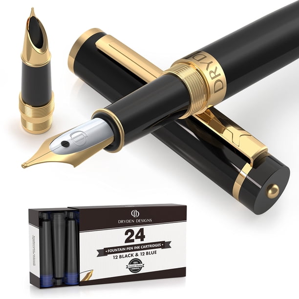 Pluma estilográfica Dryden Designs, punta mediana fina con 24 cartuchos
