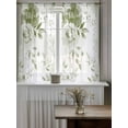 thumbnail image 4 of Sage Green Flower Tier Curtains 45 Inch Length,Sheer Curtains for Bedroom Living Room Window Watercolor Gradient Retro Floral Rod Pocket Drapes Kitchen Curtains Small Half Window 27.5"x45" 2 Panels, 4 of 7