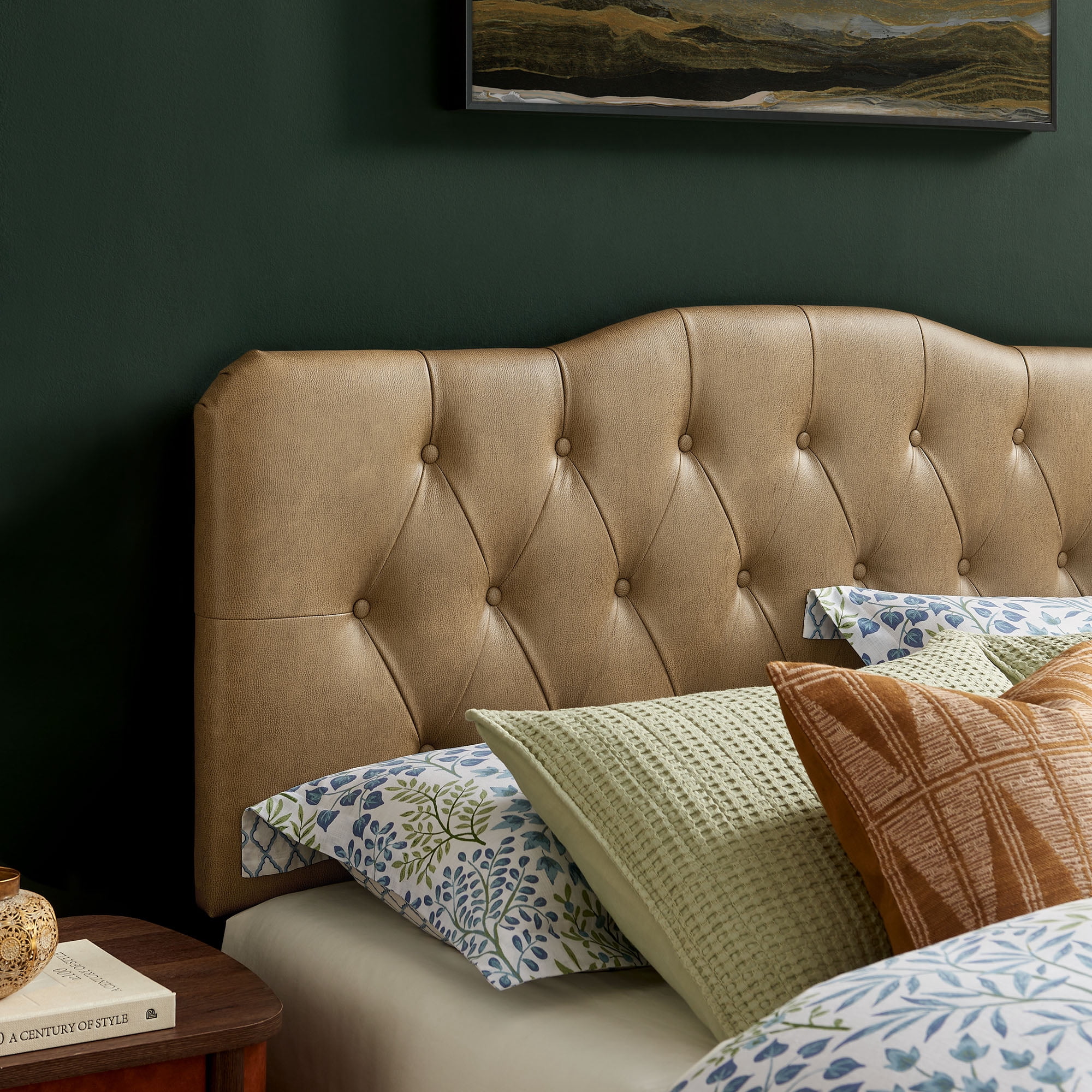 Annabel Faux Leather Queen Headboard in Toast
