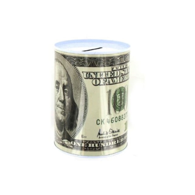 48 packs of 100 dollar bill tin money bank