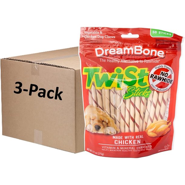 DreamBone Twist Sticks, RawhideFree Chews for Dogs, with Real Chicken