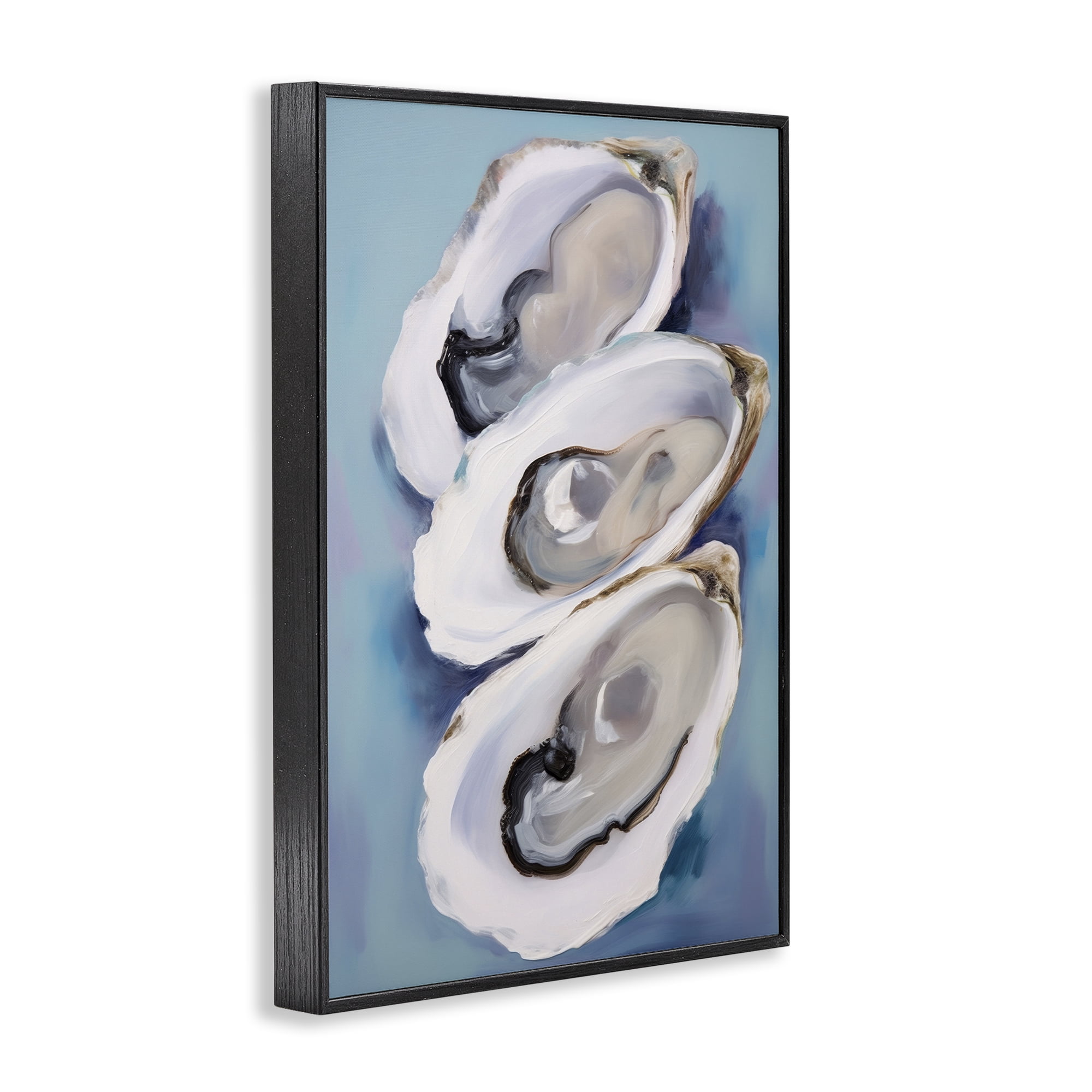 Stupell Industries Three Oyster Shells Animals & Insects Painting Black Framed Art Print Wall Art, 20 x 30