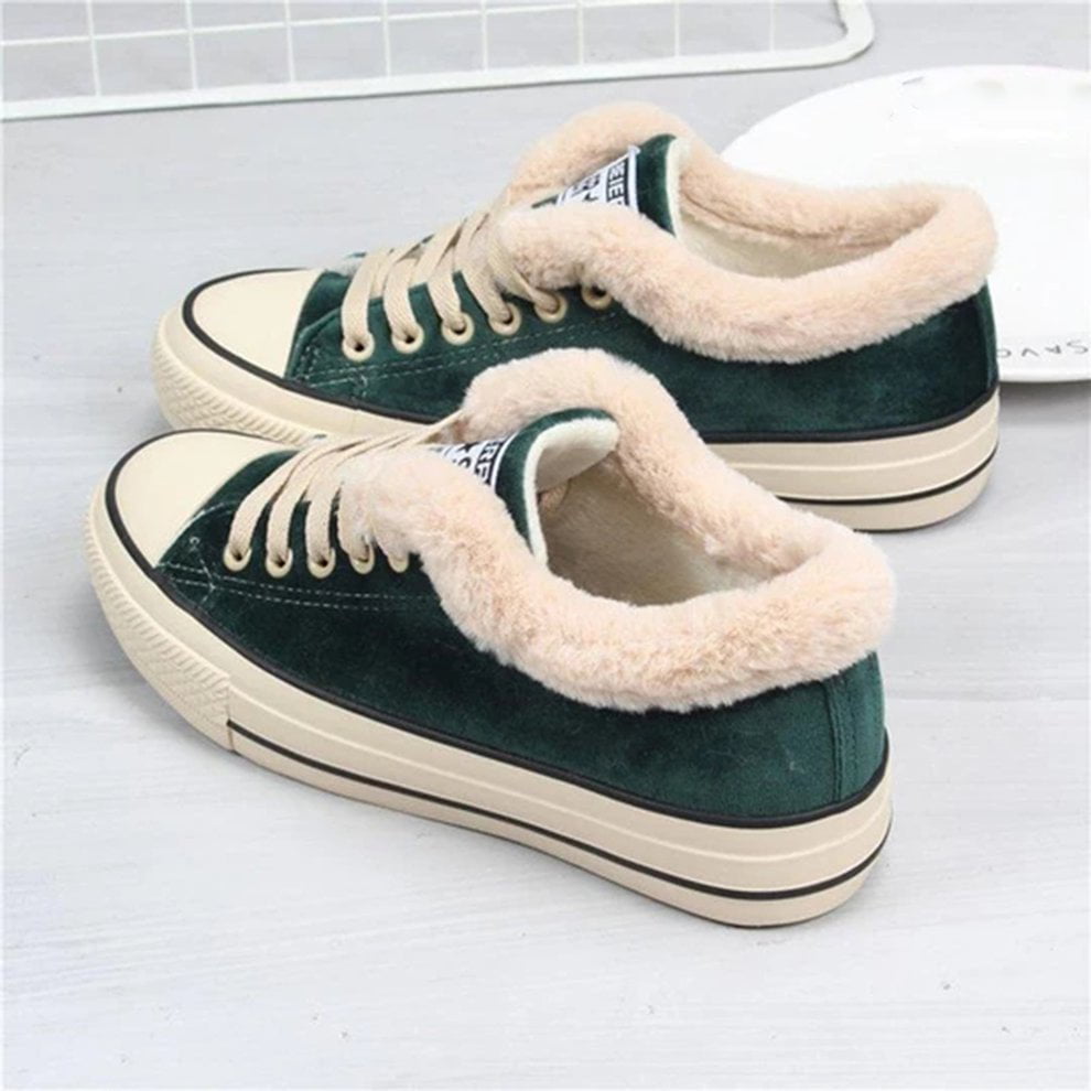 Womens Canvas Snow Sneakers Fur Lined 