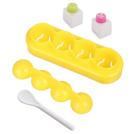 

Rice Ball Making Kit Ball Shaped Sushi Molds Shaking Mould with Spoon Seaweed Embossing Mold for Kids DIY Meal (Yellow)