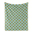 thumbnail image 1 of Geometric Soft Flannel Fleece Blanket, Retro Circles with Dots Round Design Elements Vintage Inspirations, Cozy Plush for Indoor and Outdoor Use, 60" x 80", Yellow Green Blue Black, by Ambesonne, 1 of 6