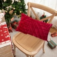 thumbnail image 4 of Cinvoph 12"x20" Decorative Christmas Throw Pillow Covers for Couch Bed Livingroom Throw Pllows Broadside Striped Patchwork Soft Pillowcases, Red, 4 of 6