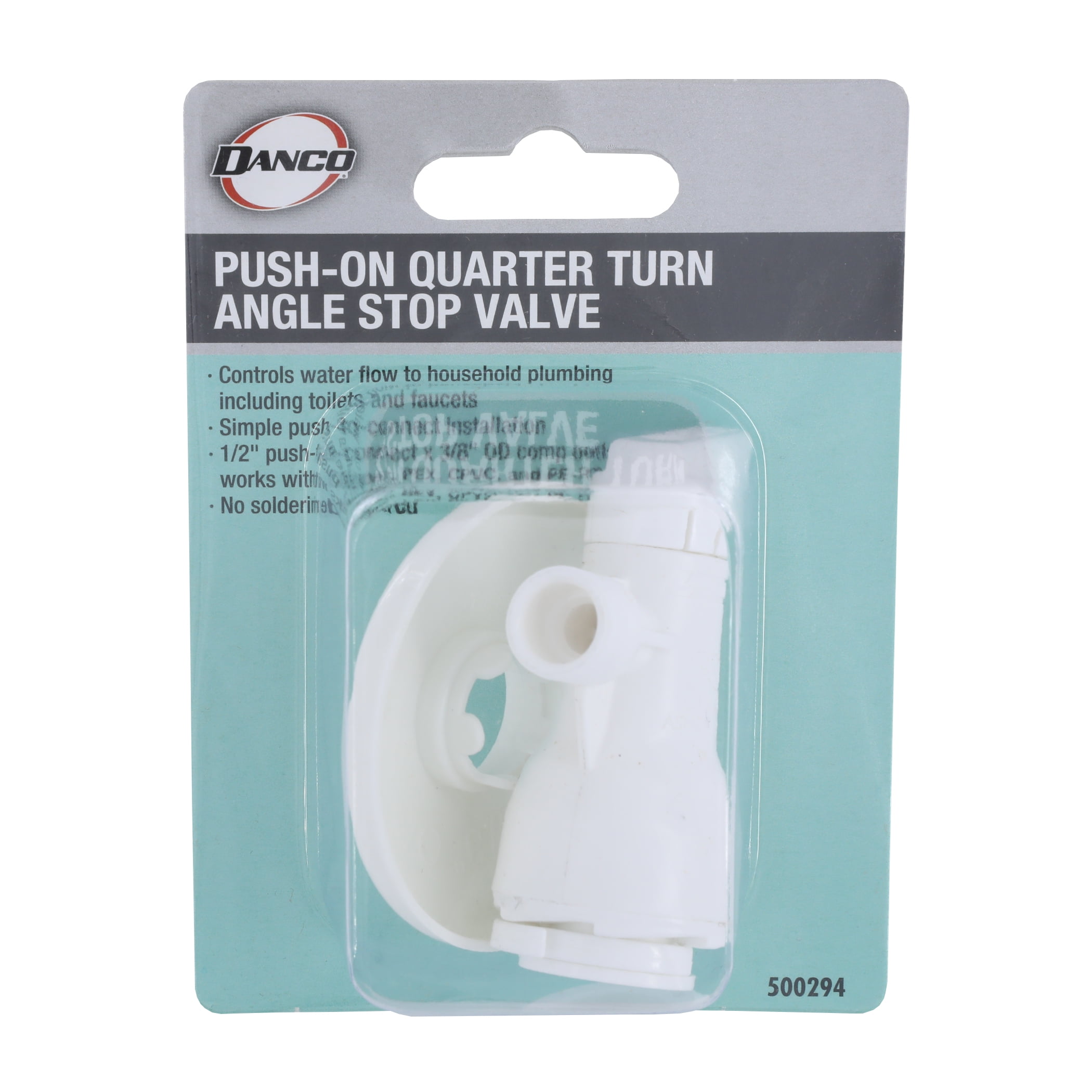 (2 pack) Danco Plastic Push-on Quarter Turn Angle Stop Valve, 0.1 lbs Weight (9DPV-100)