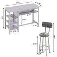 thumbnail image 3 of Lamerge Bar Dining Table Set for 2, 3 Piece Bar Table and Chairs Set, Kitchen Counter Height Dining Table Set, Small Kitchen Bar Table with Storage, Breakfast Nook Set for Small Space, gray, 3 of 7