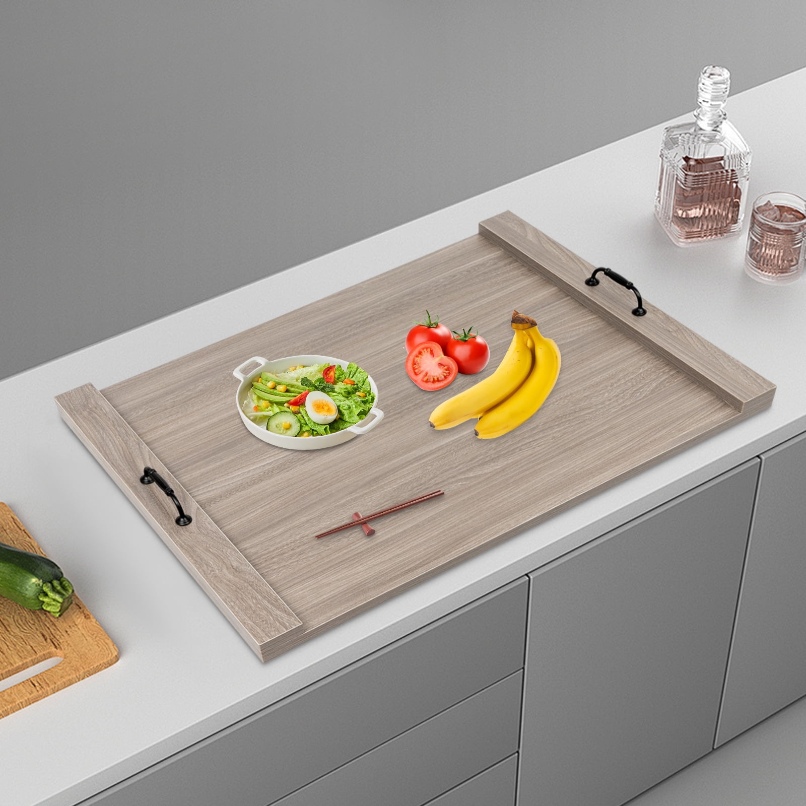 Stove Top Cover with Handles, 30x22 Inches Solid Wood Panel, Space-Saving, Anti-Scratch, Durable, Easy-to-Clean, Perfect for Kitchen, RVs & Small Apartments
