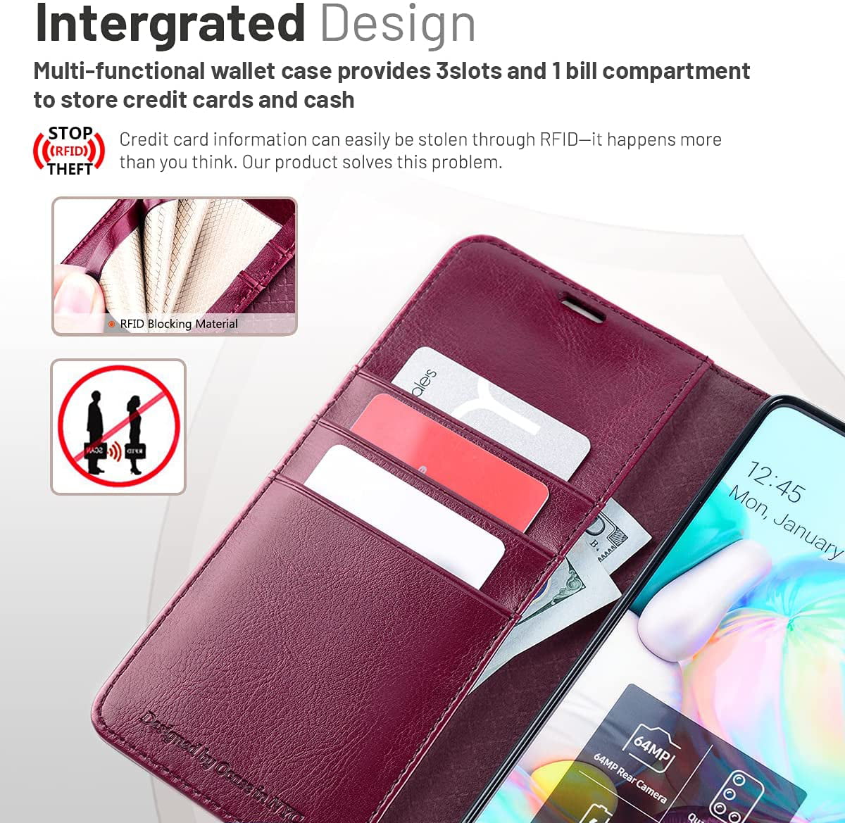 OCASE Compatible with Samsung Galaxy A71 5G Case with Card Holders Tempered Glass Screen Protector PU Leather Flip Wallet Case TPU Inner Case Protective Phone Cover 6.7 Inch Black Stand