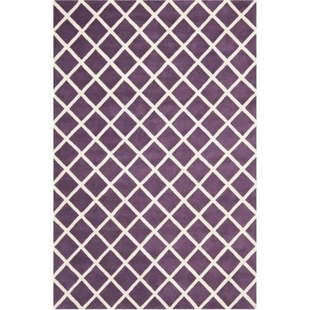 SAFAVIEH Chatham Jahn Geometric Diamonds Wool Area Rug, Purple/Ivory, 2' x 3'
