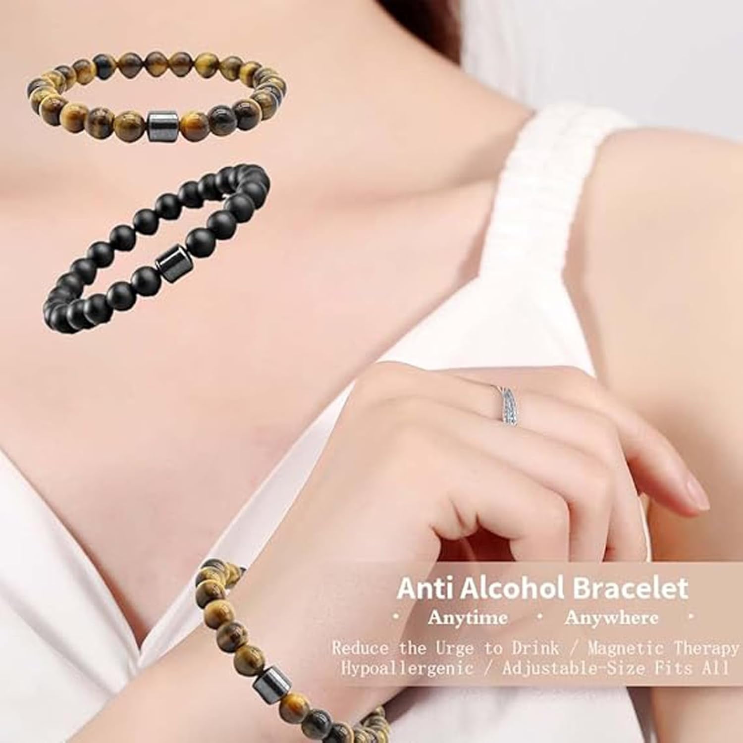 3PCS Glame Anti-Alcohol Bracelet, Adjustable Glame Anti Alcohol Magnetic Bracelet, Tigers Eye Bracelets for Men and Women