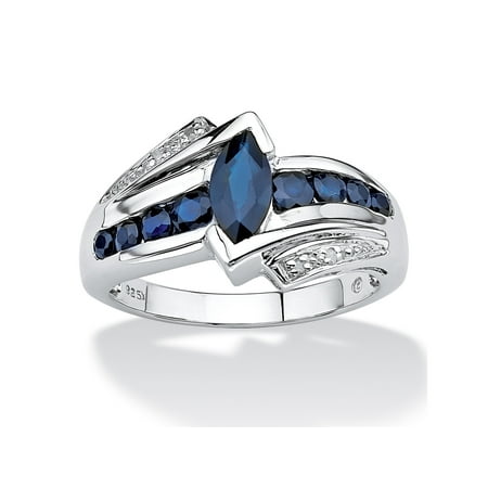 1.28 TCW Marquise-Cut Genuine Midnight Blue Sapphire Platinum over Sterling Silver (Best Cut For Blue Sapphire)