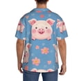 thumbnail image 3 of Yiaed Cute Pig Flowers Print Mens Casual Wrinkle Free Shirts Short Sleeve Button Down Summer Stretch Dress Shirt-Large, 3 of 5