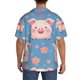 thumbnail image 3 of Balery Cute Pig Flowers Camisa Casual de Manga Corta con Botones para Hombre, Texturizada, Estilo Cubano, para Playa, Verano-3X-Large, 3 of 5