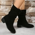 thumbnail image 4 of POROPL Winter Boots for Women Mid Calf Low Heel Suederetro Shoes,Boots Size 6.5, 4 of 7