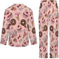 thumbnail image 5 of Top-kevin Womens Pajamas Set Cute Capybara Flowers Soft Long Sleeve Sleepwear Button Down Sets, 5 of 12