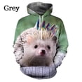 thumbnail image 2 of Sudadera con capucha con estampado gráfico de animales de erizo para hombres, sudaderas con estampado 3D, lindas sudaderas con capucha para niños, suéteres de moda unisex, ropa, 2 of 5