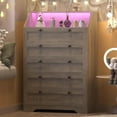 thumbnail image 4 of FANRAL 5 Drawers Dresser for Bedroom,Tall Dresser Modern Chest of Drawers with LED Open Shelf,Wood Closet Clothes Organizer Storage Cabinet,Light Gray Dresser, 4 of 8