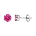 thumbnail image 3 of 14K White Gold 1/2 Cttw Lab Grown Pink Diamond 4-Prong Classic Solitaire Earrings (Pink Color, VVS2-VS1 Clarity), 3 of 8